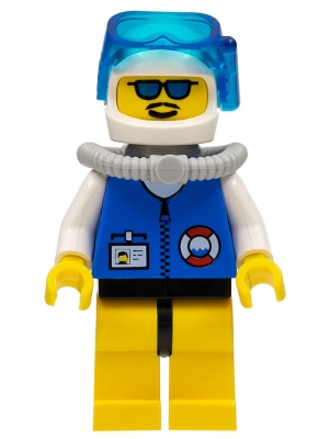 Coast Guard City Center - White Collar & Arms, Yellow Legs with Black Hips, White Helmet, Light Gray Scuba Tank, Sunglasses