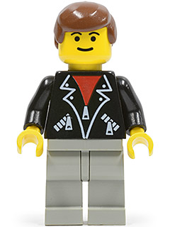 Leather Jacket with Zippers - Light Gray Legs, Brown Male Hair, Eyebrows