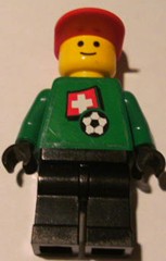 Soccer Player - Swiss Goalie, Swiss Flag Torso Sticker on Front, White Number Sticker on Back (1, 18 or 22, specify number in listing)