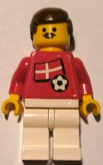 Soccer Player - Danish Player 1, Danish Flag Torso Sticker on Front, Black Number Sticker on Back (specify number in listing)