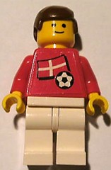 Soccer Player - Danish Player 4, Danish Flag Torso Sticker on Front, Black Number Sticker on Back (specify number in listing)