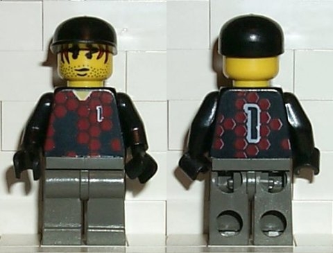 Soccer Player - Red and Blue Team Goalie with Number 1