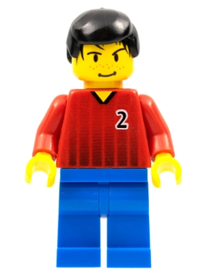 Soccer Player - Red and Blue Team with Number 2
