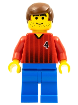 Soccer Player - Red and Blue Team with Number 4