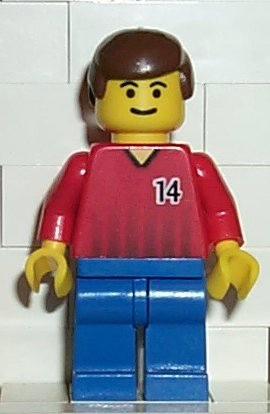 Soccer Player - Red and Blue Team with Number 14