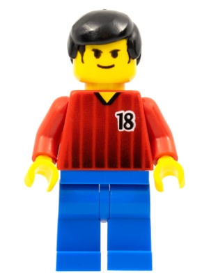 Soccer Player - Red and Blue Team with Number 18