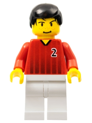 Soccer Player - Red and White Team with Number 2