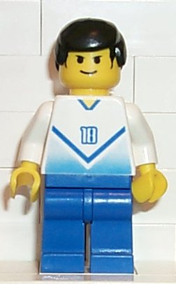 Soccer Player White & Blue Team with shirt #18