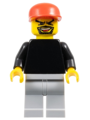 Plain Black Torso with Black Arms, Light Bluish Gray Legs, Red Cap (Soccer Goalie)