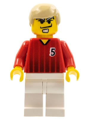 Soccer Player - Red and White Team with Number 5