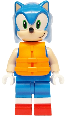 Sonic the Hedgehog - Light Nougat Face and Arms, Grin to Left, Orange Life Jacket