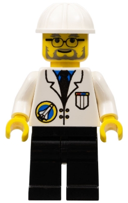 Space Port - Scientist, White Construction Helmet, Black Legs