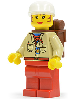 Miss Gail Storm / Pippin Reed - Tan Shirt, Red Legs, White Cap, Brown Backpack
