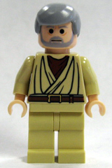 Obi-Wan Kenobi - Old, Light Bluish Gray Hair and Beard, Black Eyes