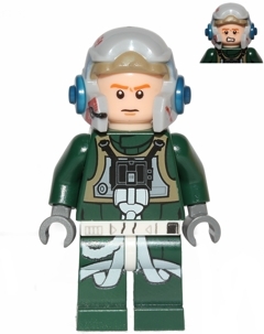 Rebel Pilot A-wing (Open Helmet, Dark Green Jumpsuit, Frown / Scared) (Arvel Crynyd)