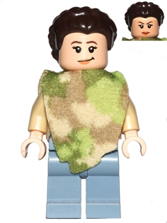 Princess Leia - Endor Outfit, Dark Tan Jacket, Camouflage Cape, Sand Blue Legs