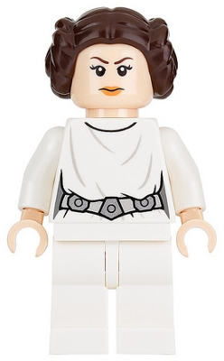 Princess Leia - White Dress, Detailed Belt with 3 Emblems, White Legs, Angry Frown / Lopsided Grin