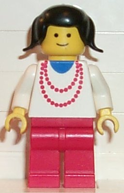 Necklace Red - Red Legs, Black Pigtails Hair