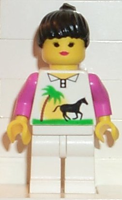 Horse and Palm - White Legs, Black Ponytail Hair