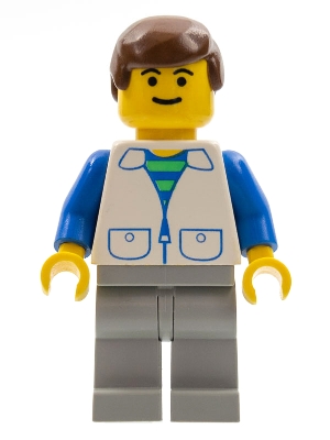 Suit with 2 Pockets White - Light Gray Legs, Brown Male Hair