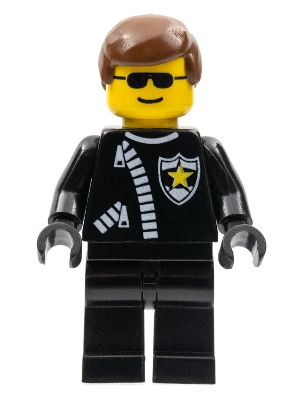 Police - Zipper with Sheriff Star, Brown Male Hair