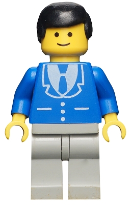 Suit with 3 Buttons Blue - Light Gray Legs, Black Male Hair