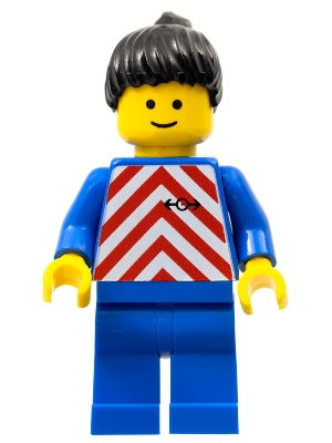 Red & White Stripes - Blue Legs, Black Ponytail Hair