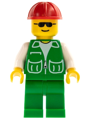 Jacket Green with 2 Large Pockets - Green Legs, Red Construction Helmet