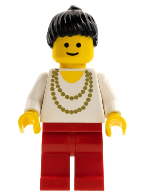 Necklace Gold - Red Legs, Black Ponytail Hair