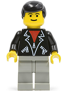 Leather Jacket with Zippers - Light Gray Legs, Black Male Hair