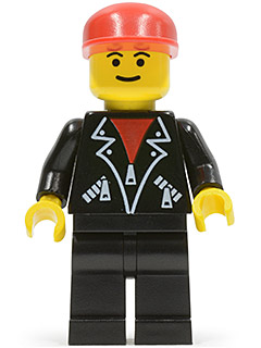 Leather Jacket with Zippers - Black Legs, Red Cap