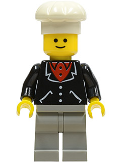 Suit with 3 Buttons Black - Light Gray Legs, White Chef Hat