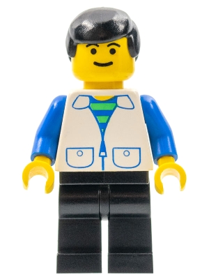 Suit with 2 Pockets White - Black Legs, Black Male Hair