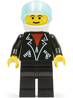 Leather Jacket with Zippers - Black Legs, White Helmet