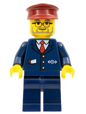 Train Conductor - Male, Dark Blue Suit with Train Logo, Dark Red Hat