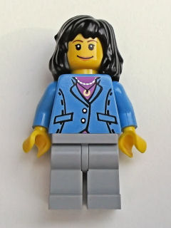 Medium Blue Jacket, Light Bluish Gray Legs, Black Mid-Length Female Hair