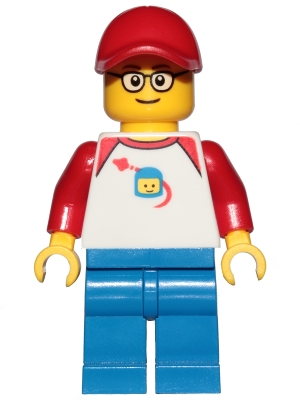Man - Classic Space Shirt with Red Sleeves, Blue Legs, Red Cap