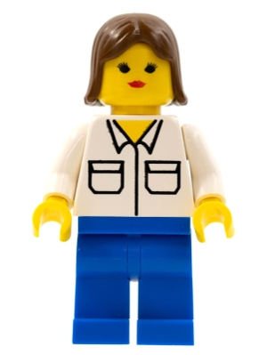 Shirt with 2 Pockets, Blue Legs, Brown Female Hair