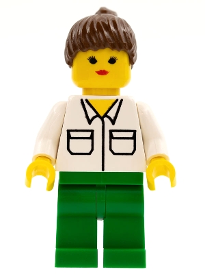 Shirt with 2 Pockets, Green Legs, Brown Ponytail Hair