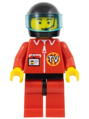 TV Logo in Globe on Red Jacket, Red Legs with Black Hips, Headset Pattern