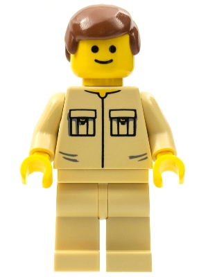Shirt with 2 Pockets No Collar, Tan Legs, Reddish Brown Male Hair