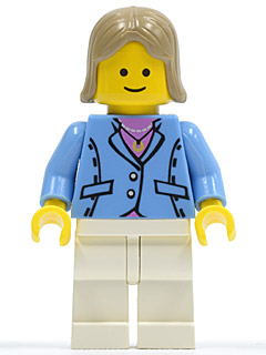 Medium Blue Jacket, White Legs, Dark Tan Female Hair