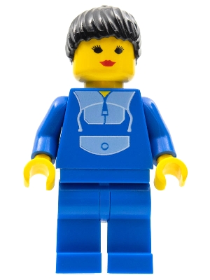 Jogging Suit, Blue Legs, Black Ponytail Hair