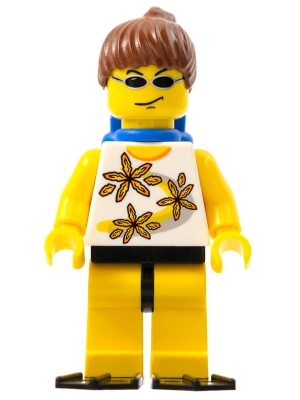 Yellow Flowers - Reddish Brown Ponytail Hair, Blue Air Tanks, Black Flippers