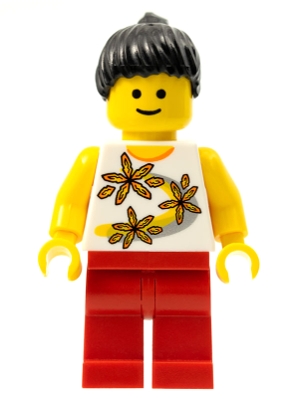 Yellow Flowers - Black Ponytail Hair, Red Legs