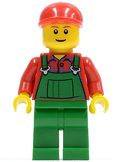 Overalls Farmer Green, Red Short Bill Cap