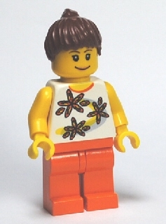 Yellow Flowers - Reddish Brown Ponytail Hair, Orange Legs