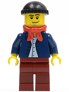 Dark Blue Jacket, Light Blue Shirt, Dark Red Legs, Red Bandana, Black Knit Cap