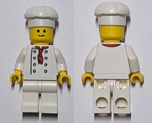 Chef - White Torso with 8 Buttons, No Wrinkles Front or Back, with Back Print, White Legs, Standard Grin