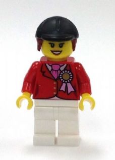 Red Riding Jacket with Award Ribbon, White Legs, Black Riding Helmet